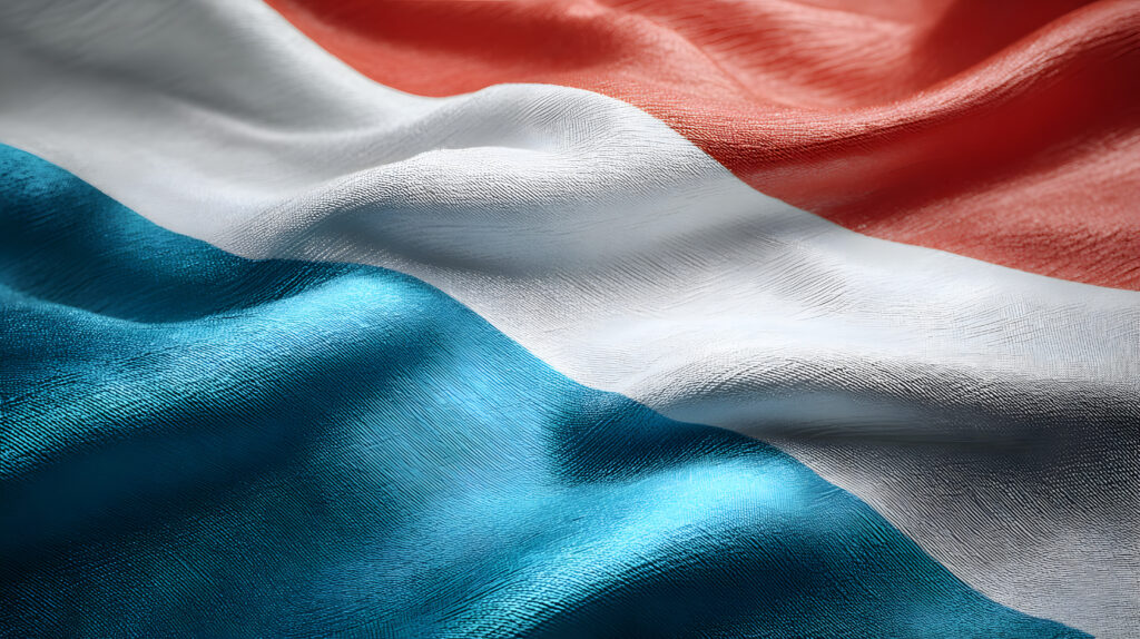 Luxembourg flag representing Luxembourgish language