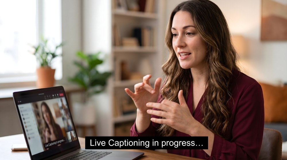 Professional Subtitle Translation Services with live captioning during a virtual meeting, enabling accurate multilingual communication and real-time accessibility.