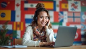 a-woman-smiling-and-wearing-a-headset-using-a-laptop-scaled.